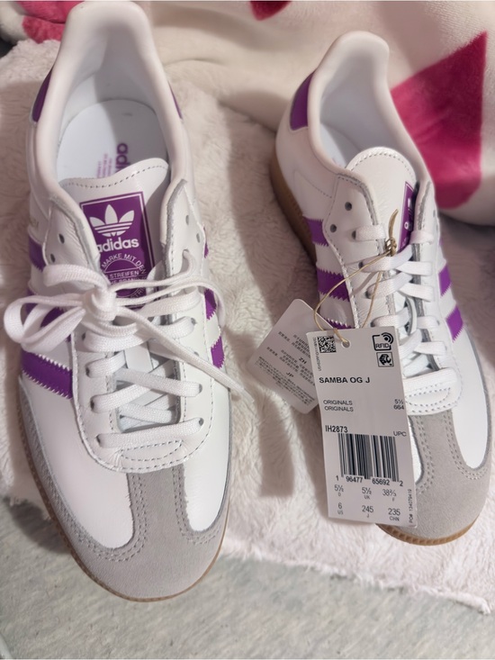 adidas Shoes - adidas Samba OG J White with Purple Accent Sneakers New IH 2873 (unisex)